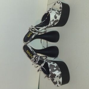 Cow Print Ego Strappy Platform heels size 6